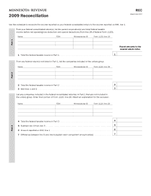 REC Reconciliation Attachment #12 Use This Schedule to Reconcile the Income Reported on Your Federal Consolidated Return to the   Form