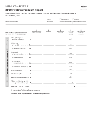 IG259 Firetown Premium Report Attachment #2 Informational Report on Fire, Lightning, Sprinkler Leakage and Extended Coverage Pre