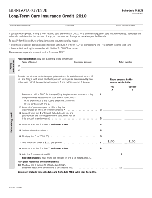 Schedule M1LTI Sequence #15 Long Term Care Insurance Credit Your First Name and Initial Last Name Social Security Number If You   Form