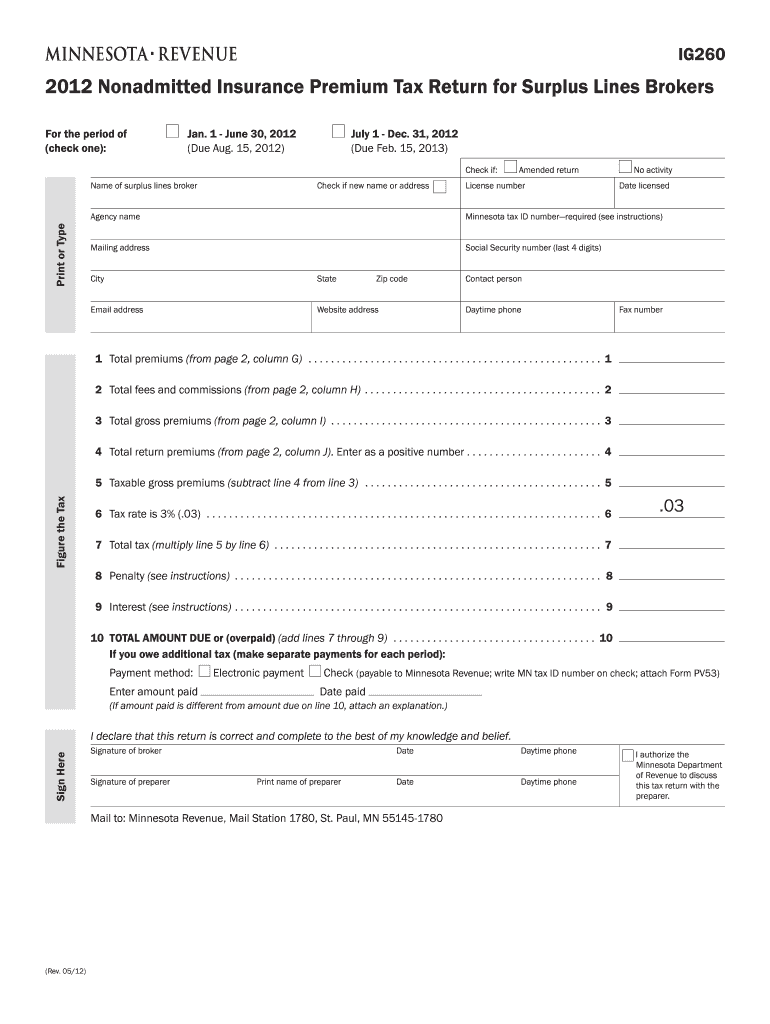  Minnesota Dept of Revenue Tax Ig260 Form 2019