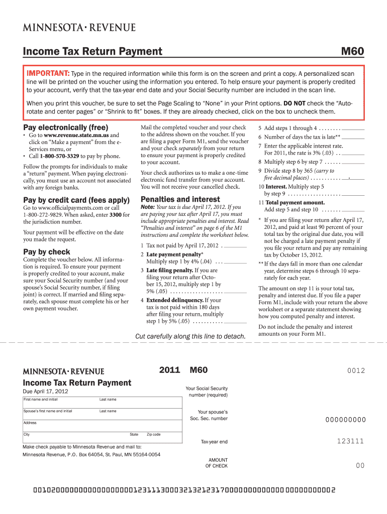 Minnesota Estimated Tax Voucher  Form