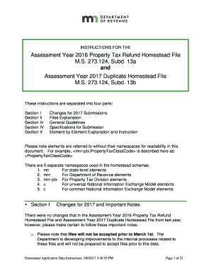 Assessment Year Property Tax Refund Homestead File M S Revenue State Mn  Form