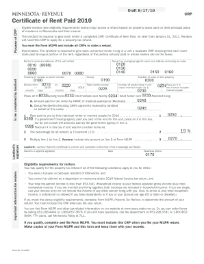Certificate of Rent Paid  Form