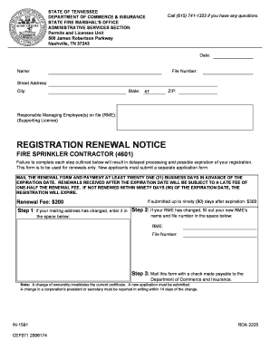 REGISTRATION RENEWAL NOTICE Tennessee  Form
