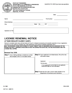 Renewal Application TN Gov Tennessee  Form