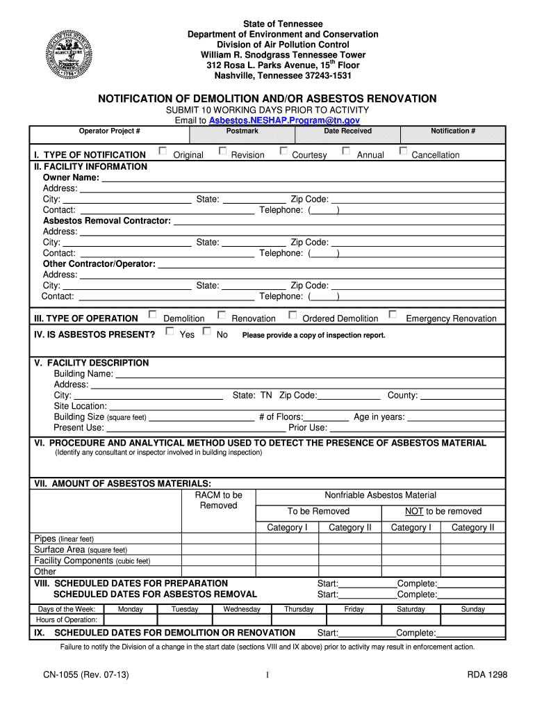  Form Cn 1055 Tennessee 2013