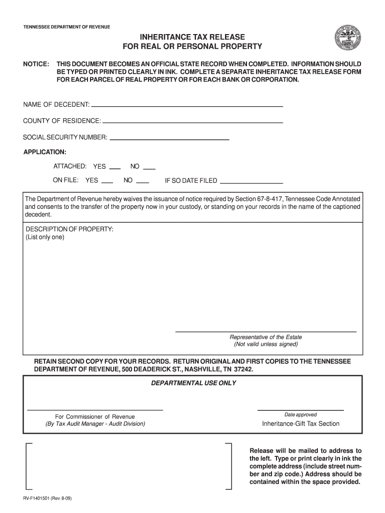 Get and Sign Tennessee Rv F1401501 Form 2009-2022
