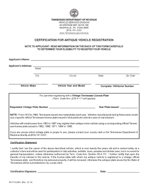  Tennessee Vehicle Registration Form 2013