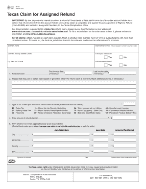 Texas Claim for Refund  Form