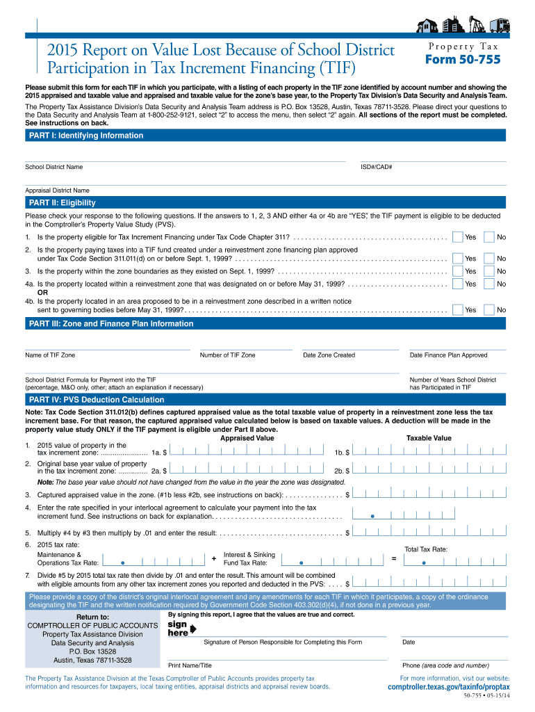 Report on Value Lost because of School District Participation  Form