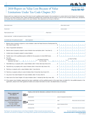 Report on Value Lost because of Value Limitations under Tax  Form