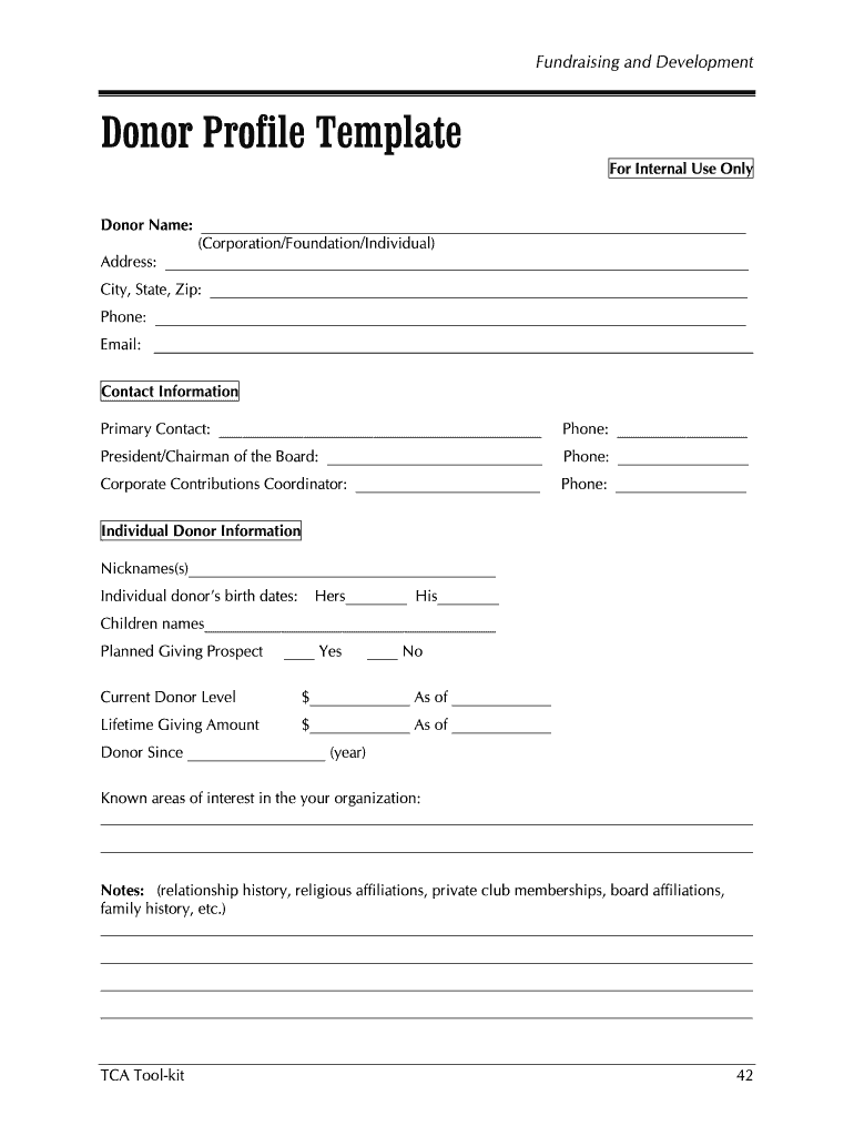 Donor Profile Template  Form