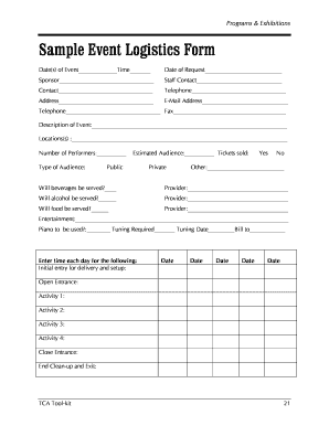 Logistics Form