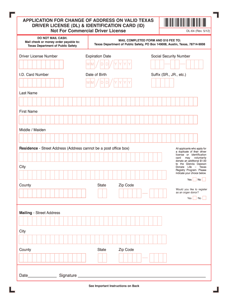  Texas Dps Dl 64 Form 2013