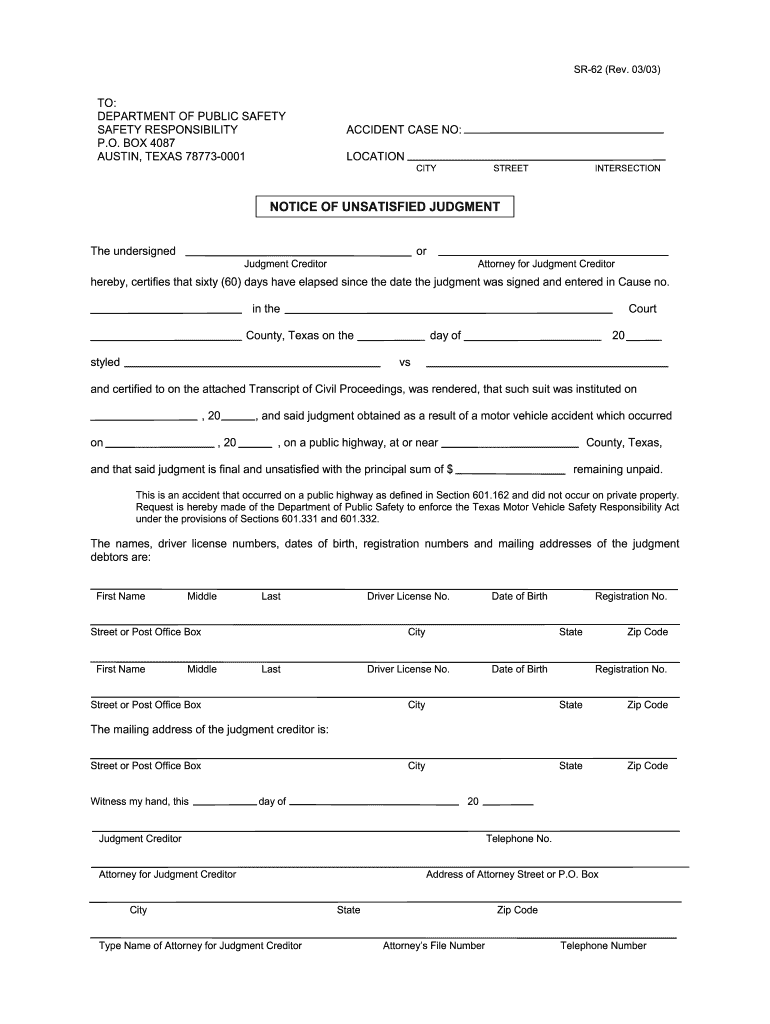 Get and Sign Judgment Form Texas 2003-2022