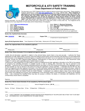 The Course for Motorcycle Riders Texas Department of Public Safety  Form