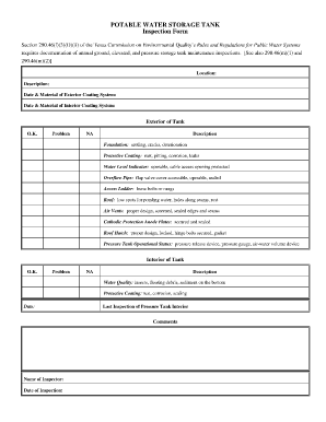 Water Tank Cleaning Checklist PDF  Form