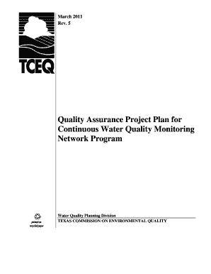 Quality Assurance Project Plan for Continuous Water Quality Tceq Texas  Form