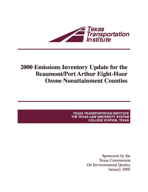 Texas Transportation Institute Emissions Inventory Update for the BeaumontPort Arthur Eight Hour Ozone Nonattainment Counties TE  Form