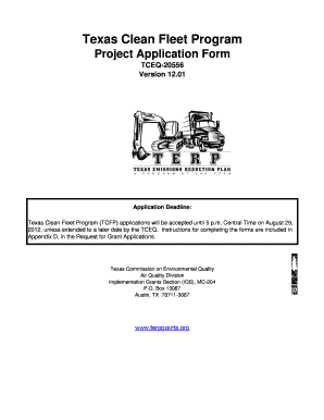 Texas Clean Fleet Program Project Application TCEQ E Services Tceq Texas  Form