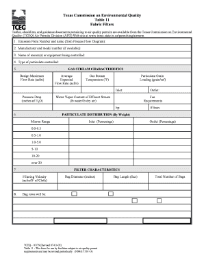 Texas Commission on Environmental Quality Table 11 Instructions  Form