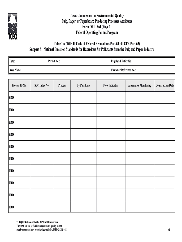 Form OP UA61 Instructions