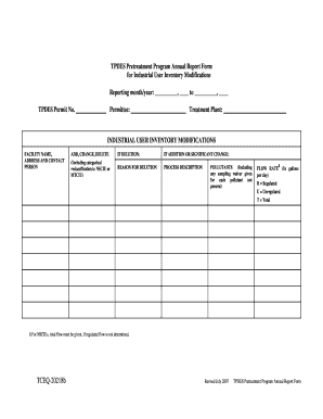 Annual Reporting Requirements for Approved Pretreatment Programs  Form