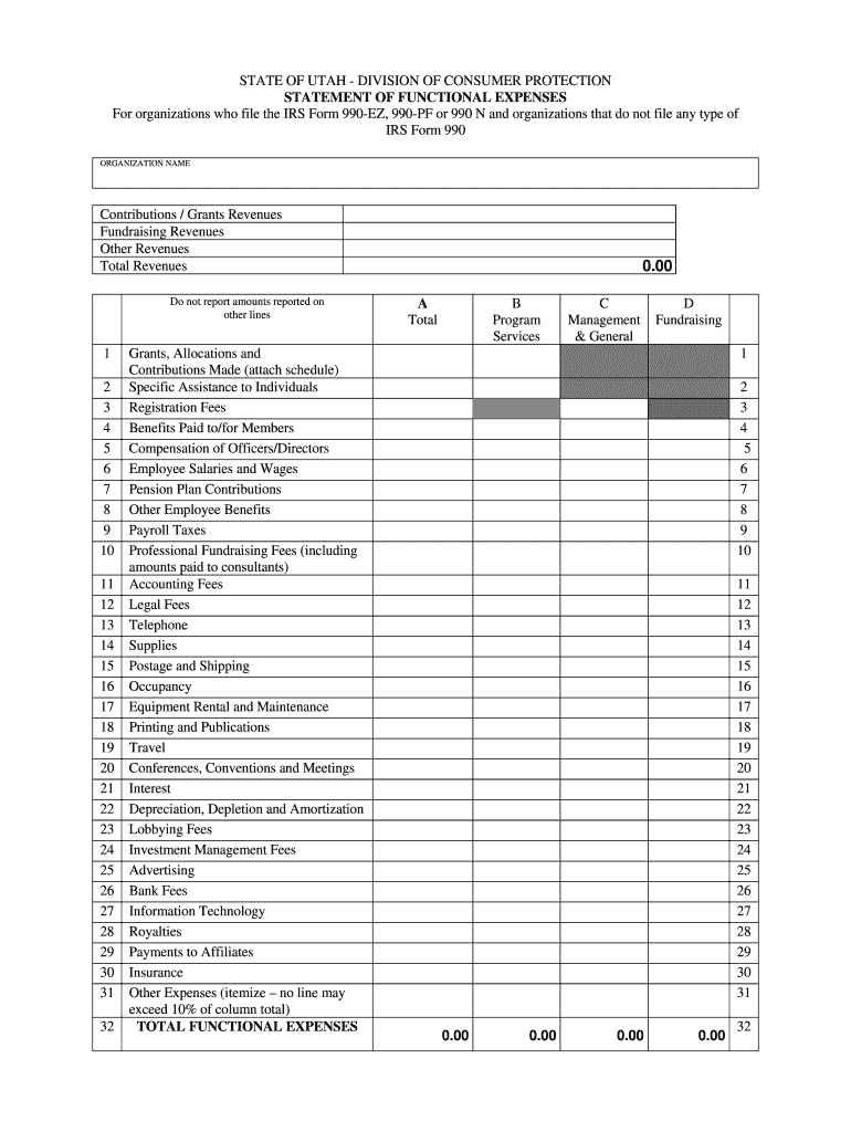 Statement of Functional Expenses Nonprofit  Form