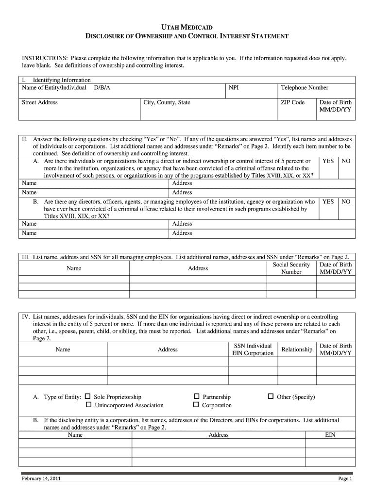  Targeted Adult Medicaid Utah Form 2011-2024