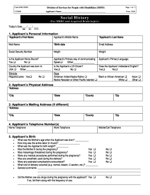 Social History Update Form