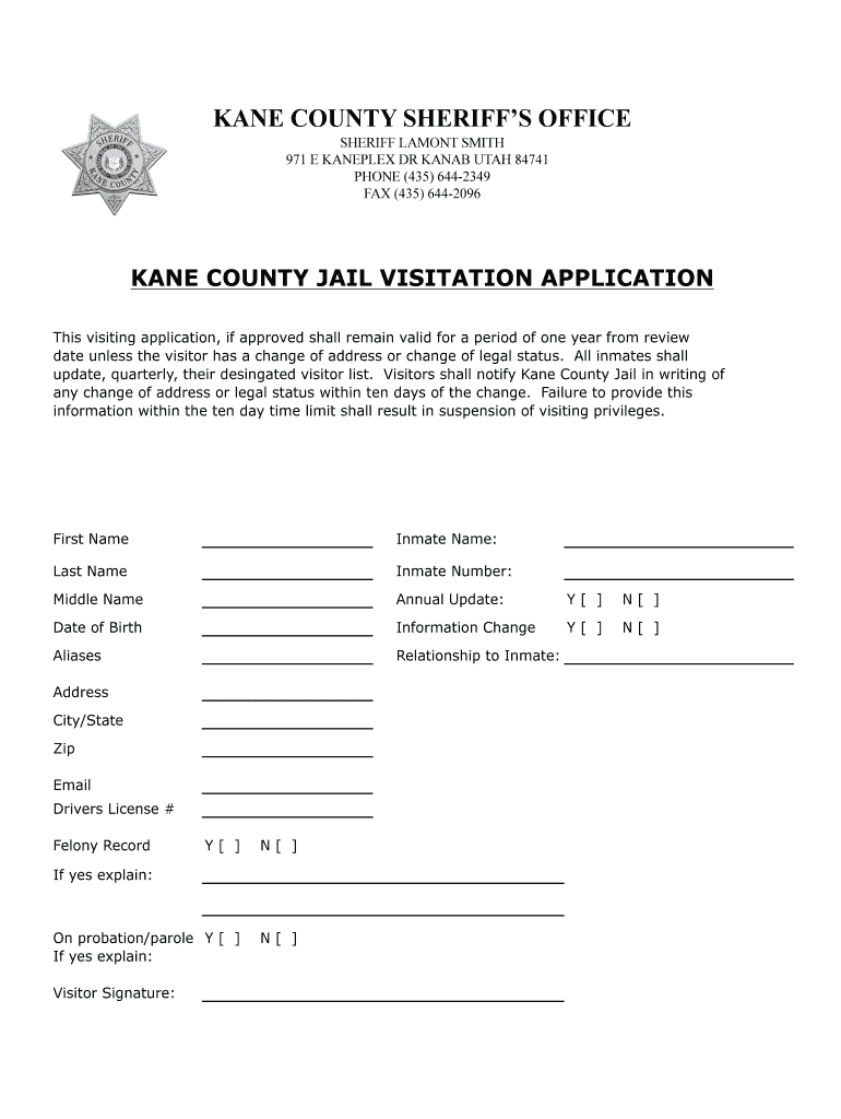 Kane County Jail  Form