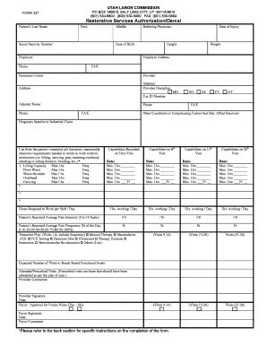 Physician Authorization for Restortive Service Form