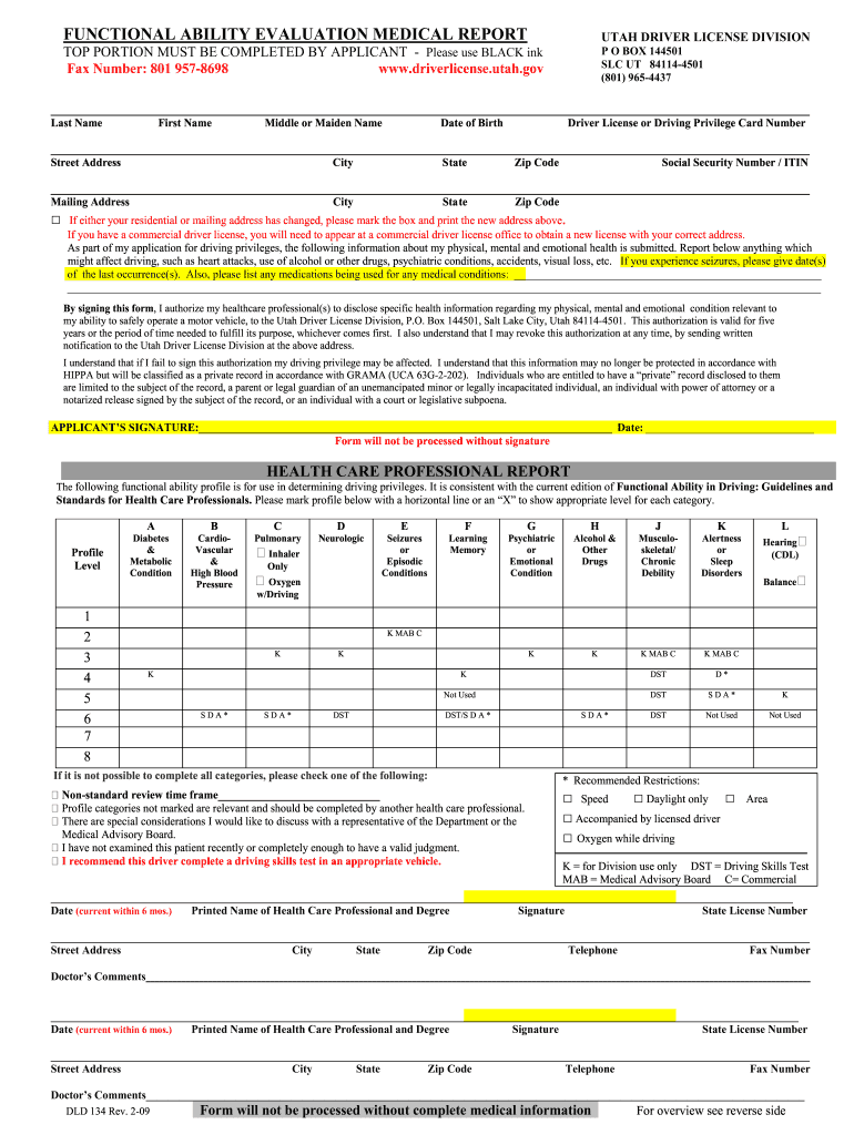  Functional Ability Evaluation Medical Report Form 2015