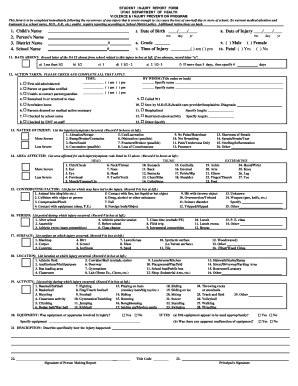 Student Injury Report Form