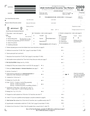 TC 40, Utah Individual Income Tax Return Utah State Tax Tax Utah  Form