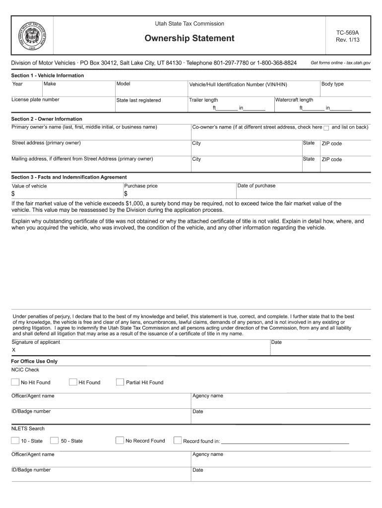  Utah State Ownership Statement  Form 2011