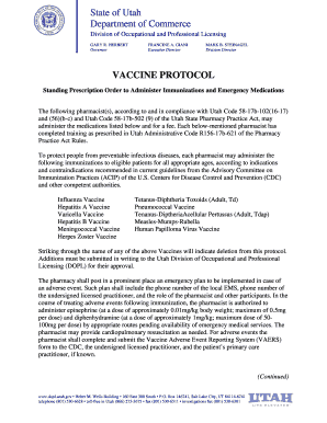Form 013 DOC Vaccine Protocol DOC Dopl Utah