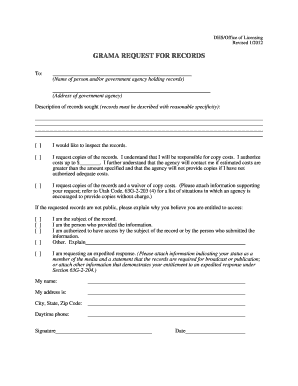 Form Grama Request DOC Hslic Utah