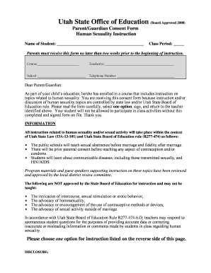 Parent Permission Participation Sex Ed  Form