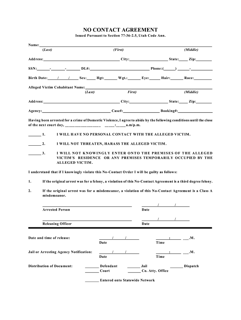 No Contact Contract  Form