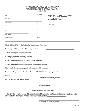 Satisfaction of Judgment Letter Example  Form