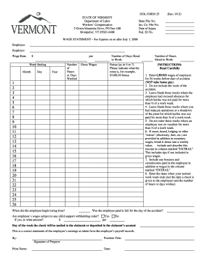 Vermont Dol Form 25