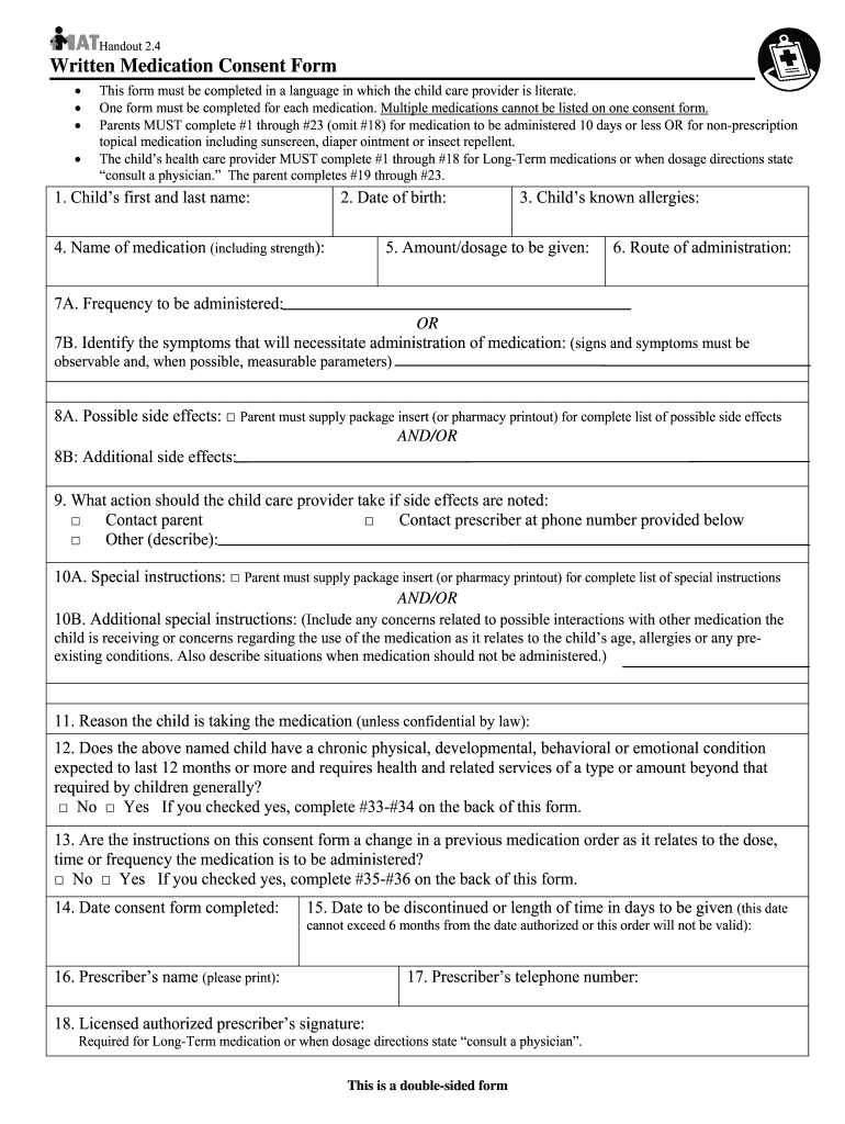 Psychotropic Medication Consent Form Template