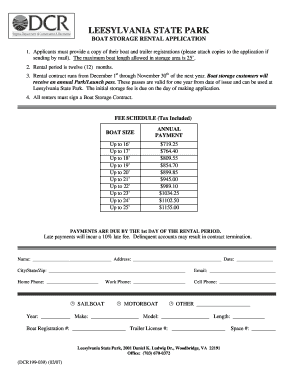 Leesylvania State Park Boat Storage  Form