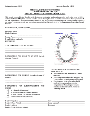 Dental Lab Order Form PDF
