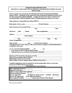 REQUEST for SCREENING for Dmas Virginia  Form