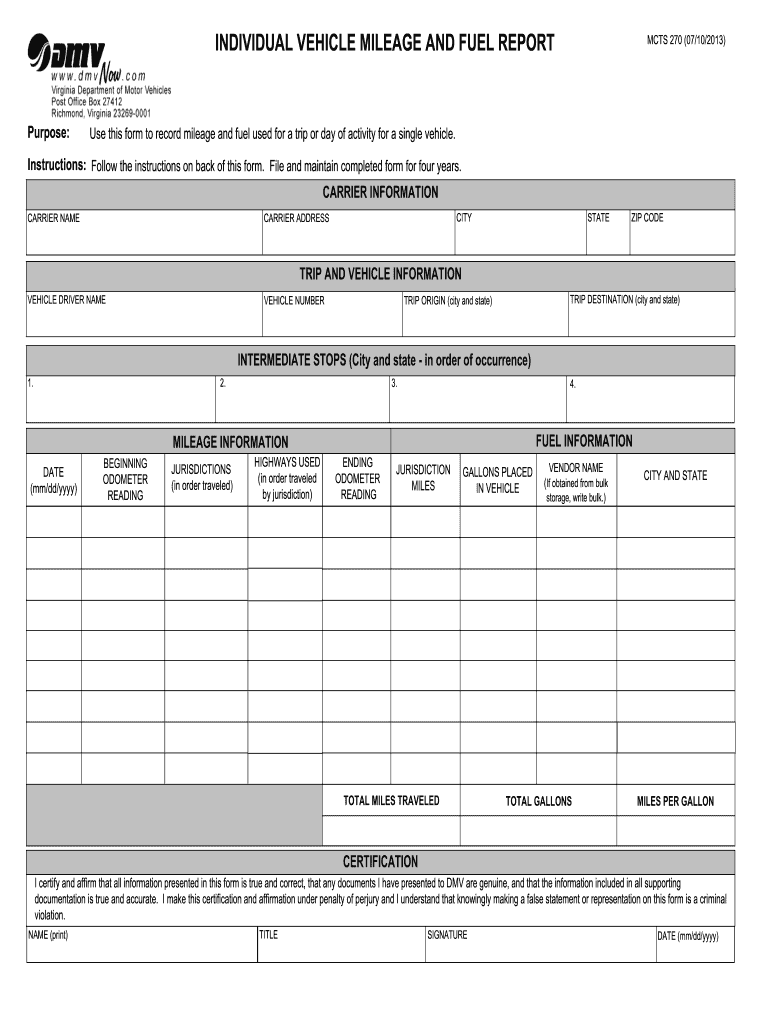 Daily Vehicle Mileage and Fuel Report Excel  Form