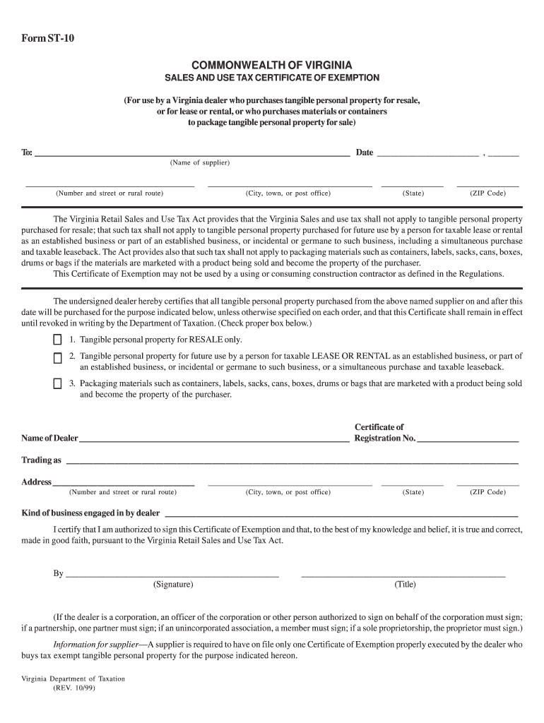 Resale Certificate Forms Virginia 2017