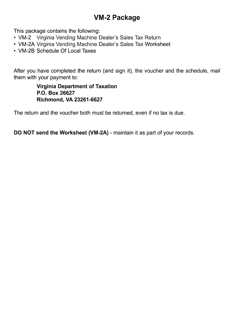  Form Vm 2 Virginia Vending Machine Dealers Sales Tax Return 2005