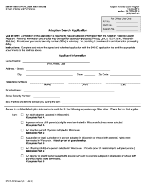 Adoption Search Application, DCF F CFS 0144 Wisconsin Dcf Wisconsin  Form